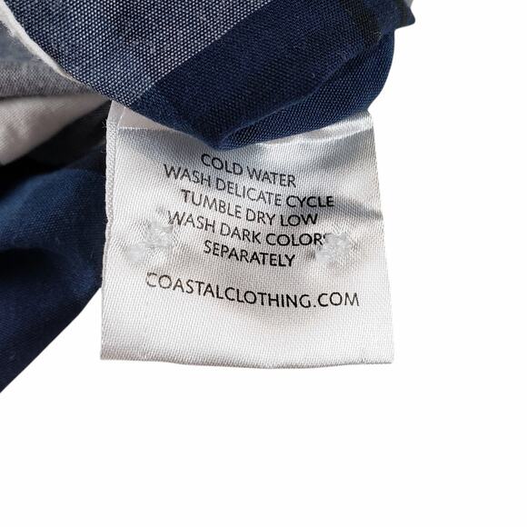 Coastal Shirt Mens Medium Modern Fit Button Up Plaid Collared Long Sleeve Top - Picture 5 of 5